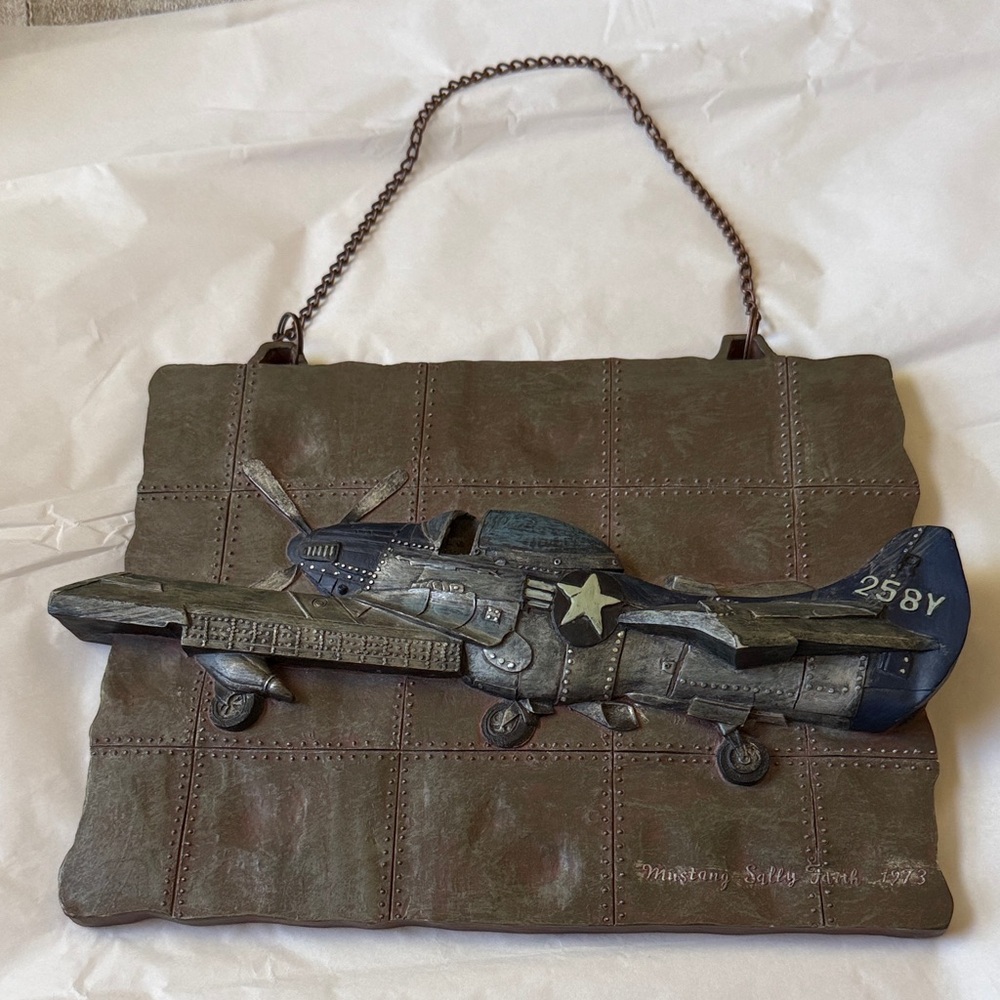 Vintage Santini Italy Style Mustang Sally Faith 1973 airplane plaque